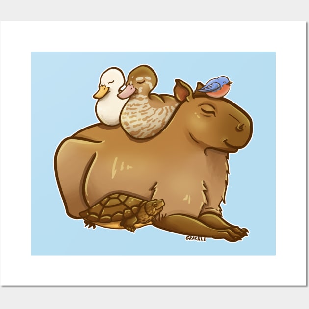 Friendly Capybara Wall Art by Jan Grackle